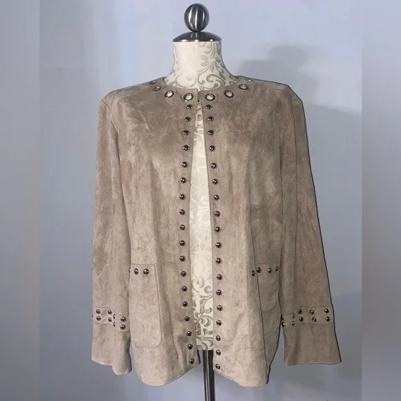 MING WANG Faux Leather Jacket Size Large. #7 - Picture 1 of 6